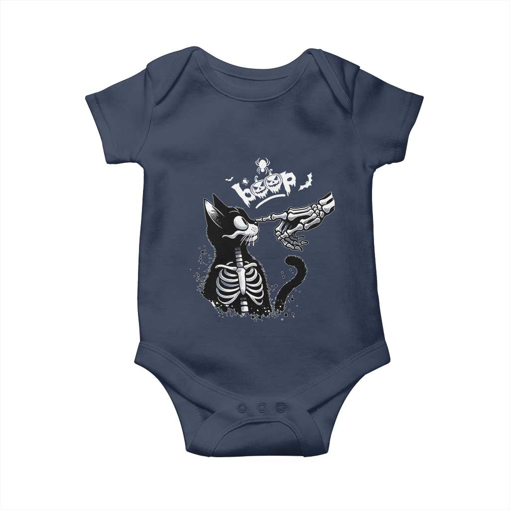 Black Cat Halloween Baby Onesie Skeleton Hand Boop - Wonder Print Shop