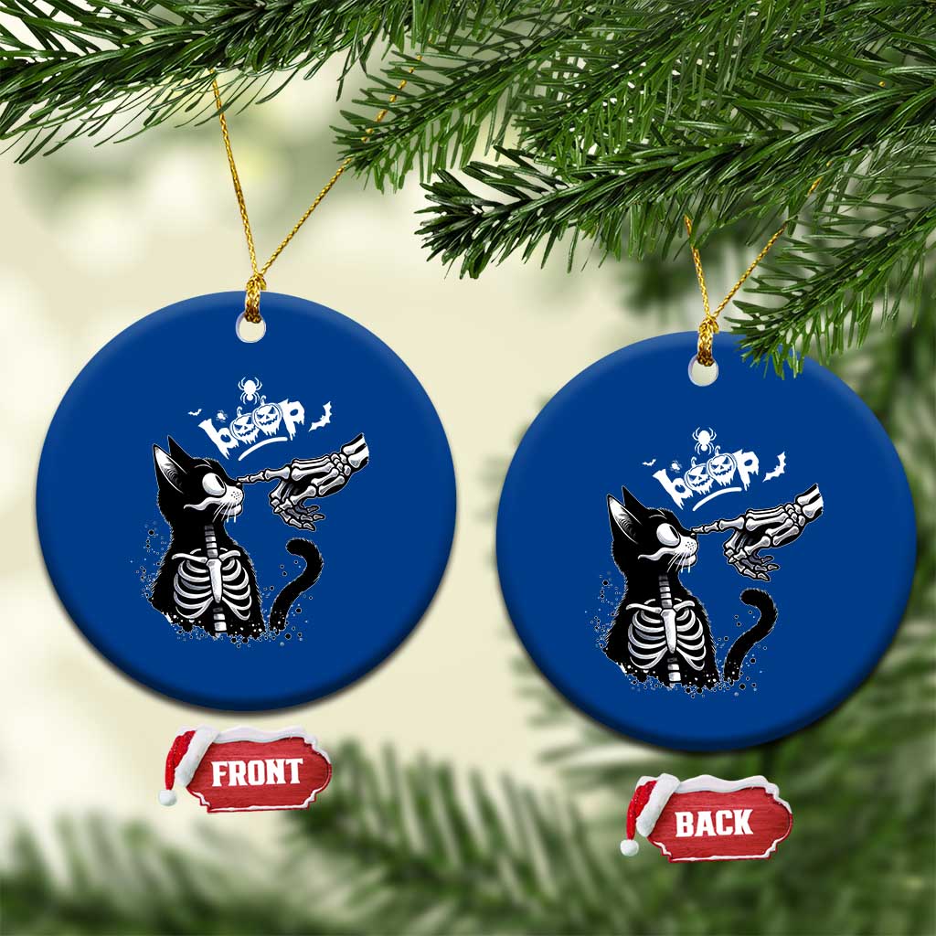 Black Cat Halloween Ceramic Ornament Skeleton Hand Boop - Wonder Print Shop