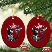 Black Cat Halloween Ceramic Ornament Skeleton Hand Boop - Wonder Print Shop