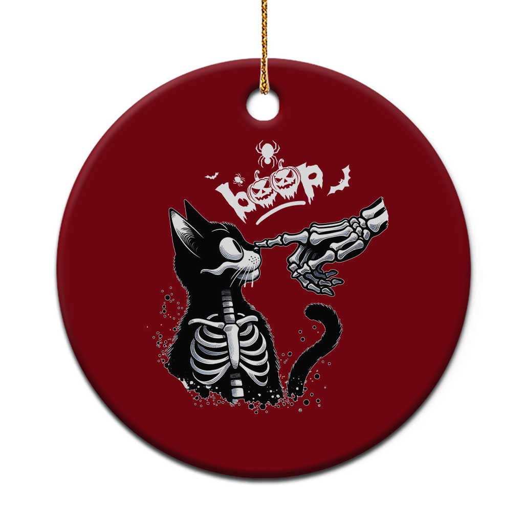 Black Cat Halloween Ceramic Ornament Skeleton Hand Boop - Wonder Print Shop