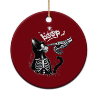 Black Cat Halloween Ceramic Ornament Skeleton Hand Boop - Wonder Print Shop