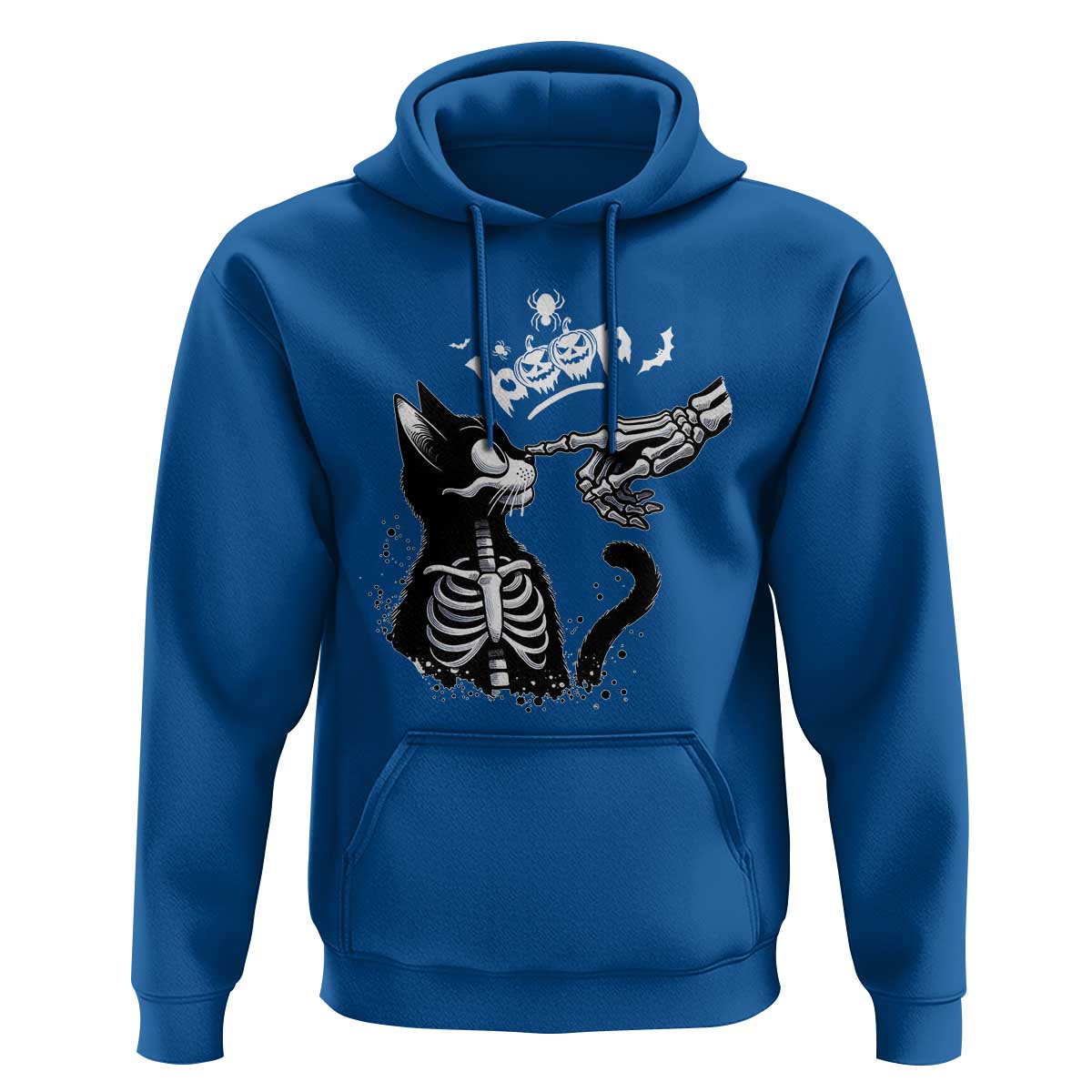 Black Cat Halloween Hoodie Skeleton Hand Boop - undefined