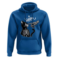 Black Cat Halloween Hoodie Skeleton Hand Boop - undefined