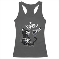 Black Cat Halloween Racerback Tank Top Skeleton Hand Boop - Wonder Print Shop