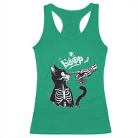 Black Cat Halloween Racerback Tank Top Skeleton Hand Boop - Wonder Print Shop