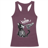 Black Cat Halloween Racerback Tank Top Skeleton Hand Boop - Wonder Print Shop