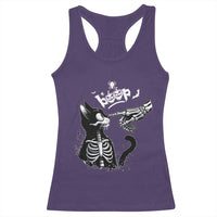 Black Cat Halloween Racerback Tank Top Skeleton Hand Boop - Wonder Print Shop