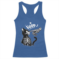 Black Cat Halloween Racerback Tank Top Skeleton Hand Boop - Wonder Print Shop