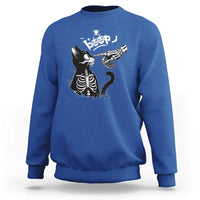 Black Cat Halloween Sweatshirt Skeleton Hand Boop - Wonder Print Shop