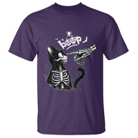 Black Cat Halloween T Shirt Skeleton Hand Boop - Wonder Print Shop