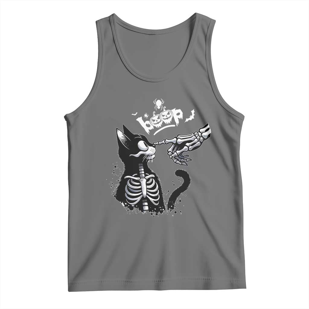 Black Cat Halloween Tank Top Skeleton Hand Boop - Wonder Print Shop