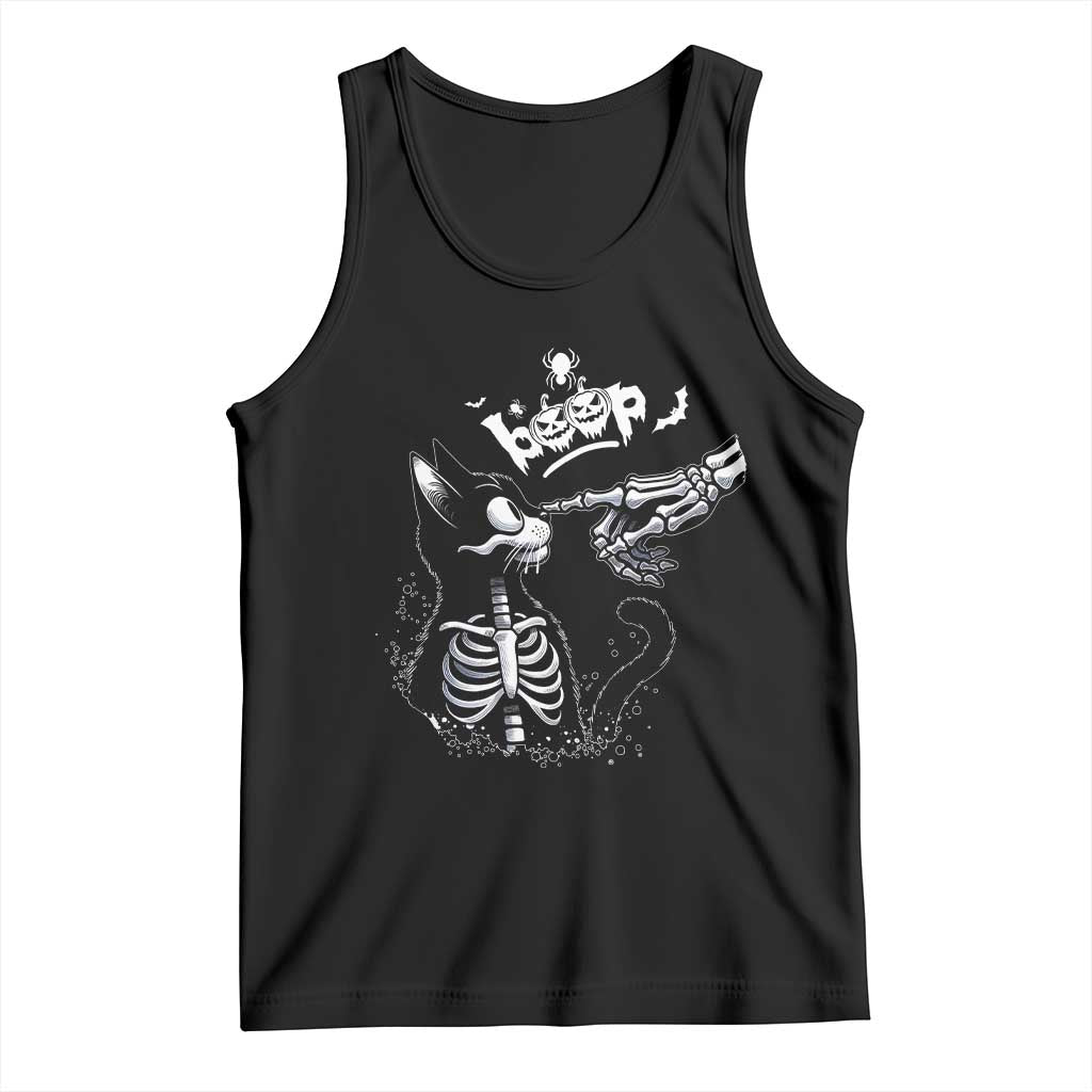 Black Cat Halloween Tank Top Skeleton Hand Boop - Wonder Print Shop
