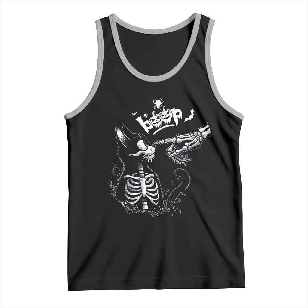 Black Cat Halloween Tank Top Skeleton Hand Boop - Wonder Print Shop