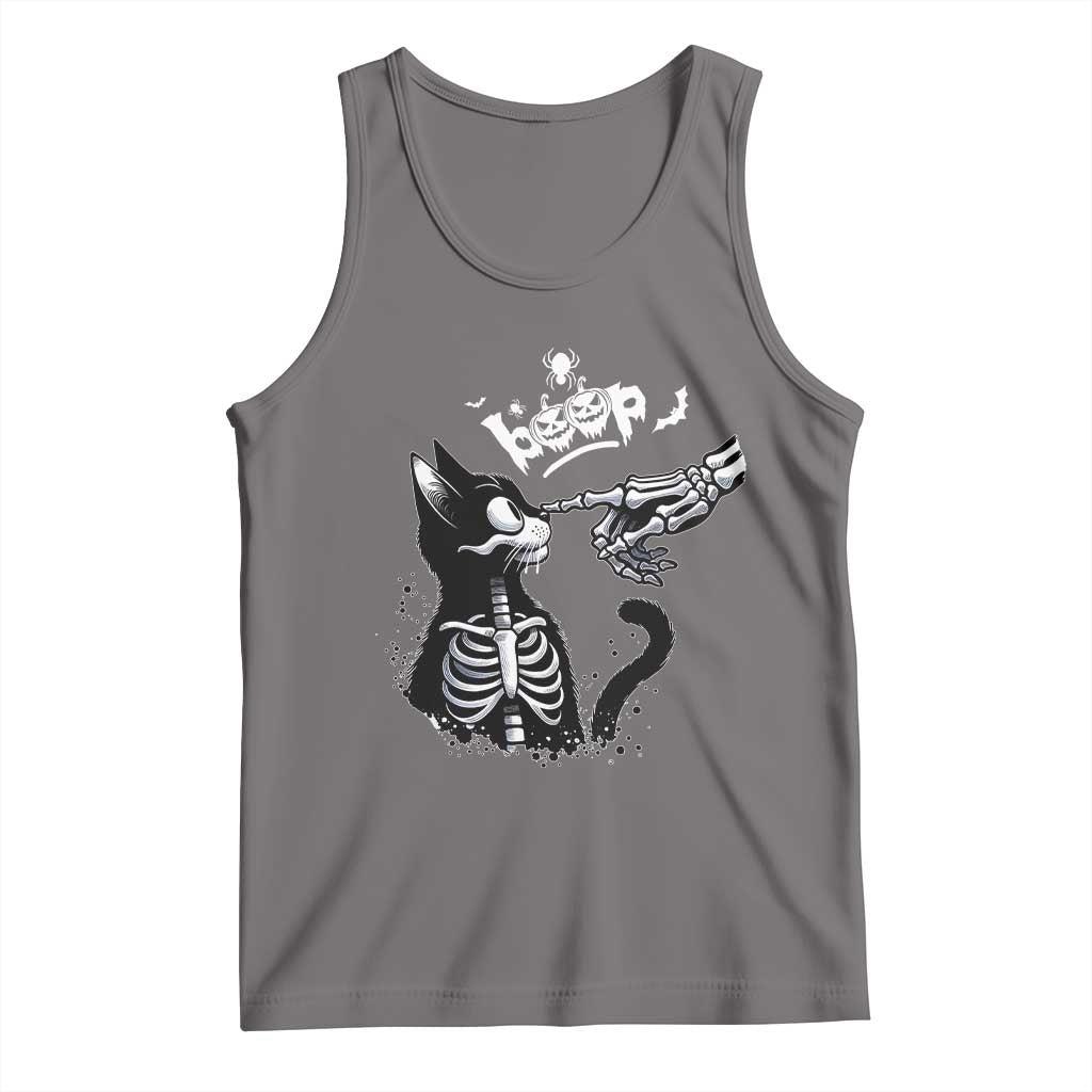 Black Cat Halloween Tank Top Skeleton Hand Boop - Wonder Print Shop