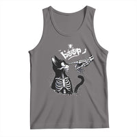 Black Cat Halloween Tank Top Skeleton Hand Boop - Wonder Print Shop