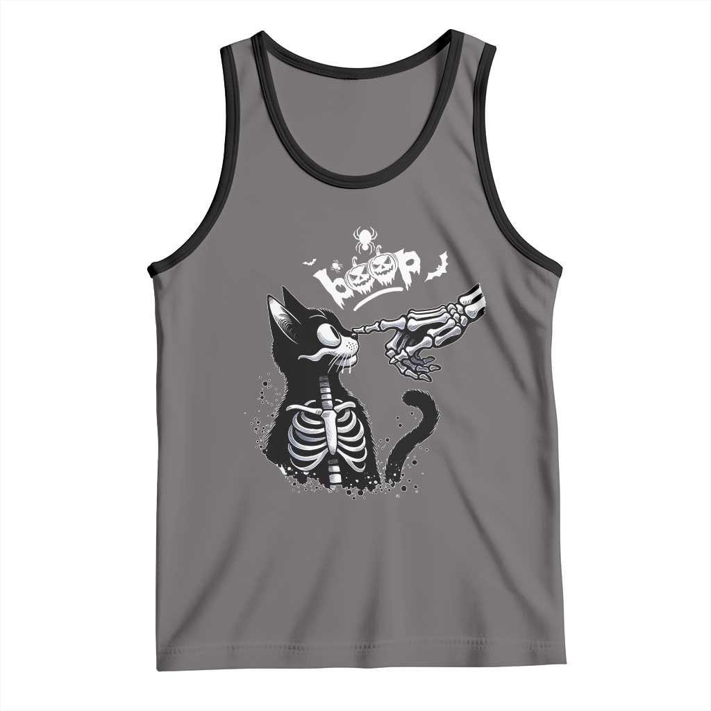 Black Cat Halloween Tank Top Skeleton Hand Boop - Wonder Print Shop