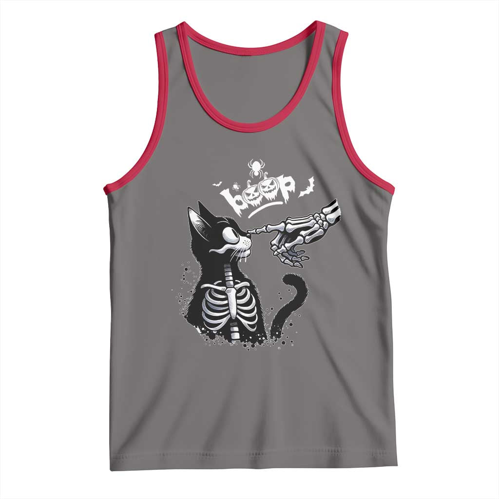 Black Cat Halloween Tank Top Skeleton Hand Boop - Wonder Print Shop