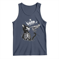 Black Cat Halloween Tank Top Skeleton Hand Boop - Wonder Print Shop