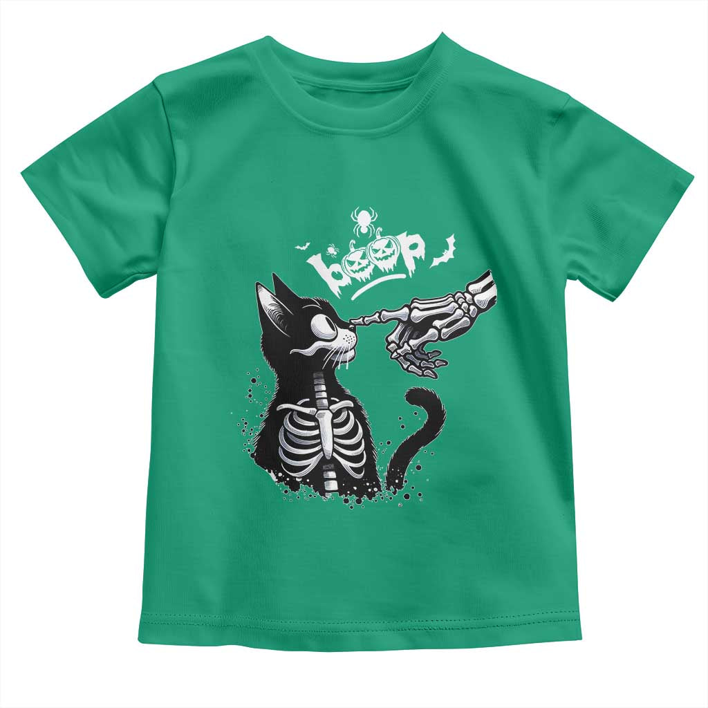 Black Cat Halloween Toddler T Shirt Skeleton Hand Boop - Wonder Print Shop