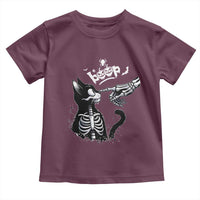 Black Cat Halloween Toddler T Shirt Skeleton Hand Boop - Wonder Print Shop