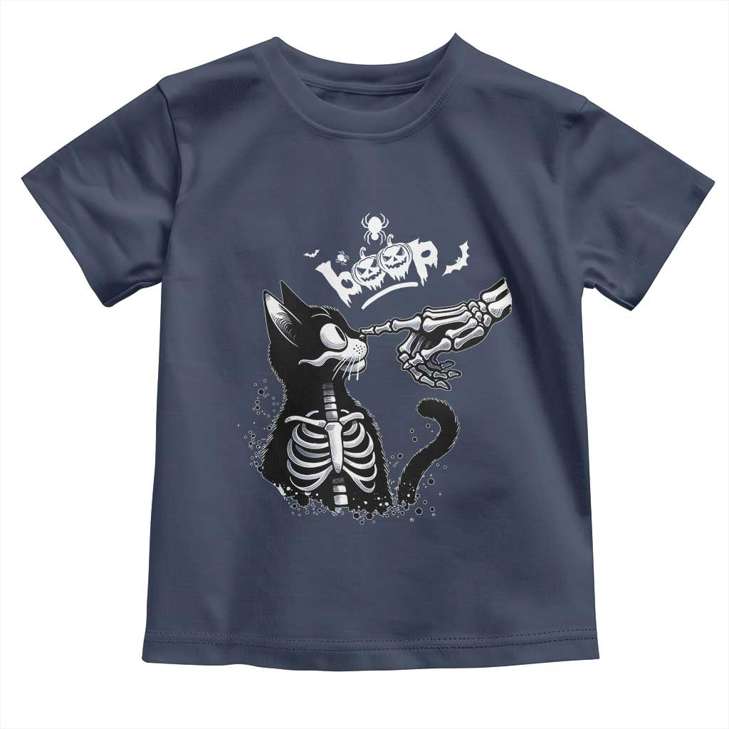 Black Cat Halloween Toddler T Shirt Skeleton Hand Boop - Wonder Print Shop