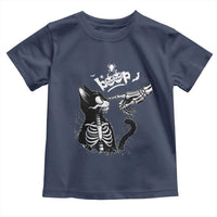 Black Cat Halloween Toddler T Shirt Skeleton Hand Boop - Wonder Print Shop