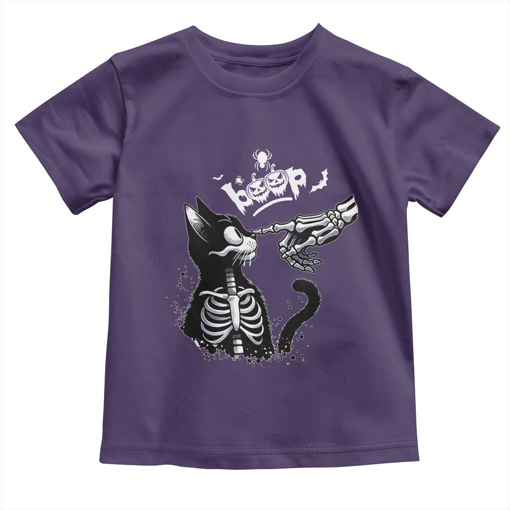 Black Cat Halloween Toddler T Shirt Skeleton Hand Boop - Wonder Print Shop