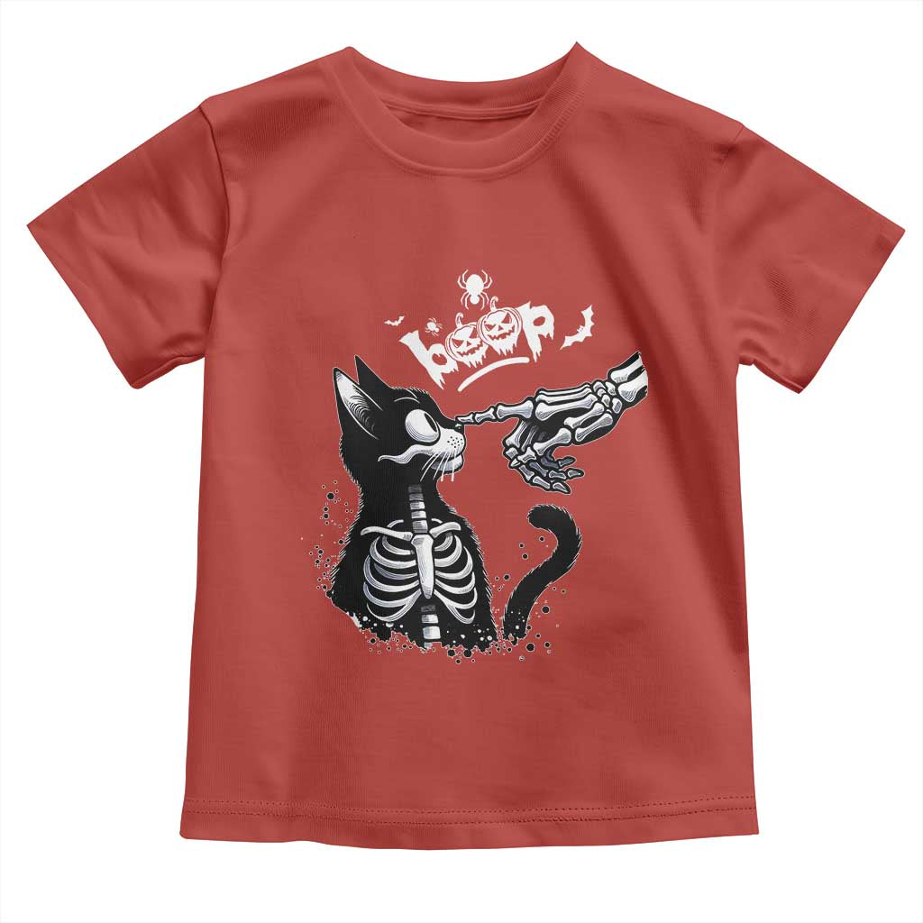 Black Cat Halloween Toddler T Shirt Skeleton Hand Boop - Wonder Print Shop