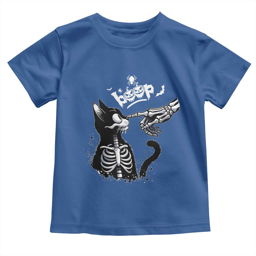 Black Cat Halloween Toddler T Shirt Skeleton Hand Boop - Wonder Print Shop
