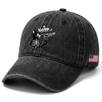 Black Cat Halloween Washed Cotton Baseball Cap Skeleton Hand Boop