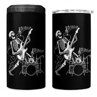 Rock Skeleton Cat Playing Guitar 4 in 1 Can Cooler Tumbler Funny Halloween Kitty Music Lovers