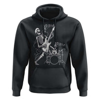 Rock Skeleton Cat Playing Guitar Hoodie Funny Halloween Kitty Music Lovers - Wonder Print Shop