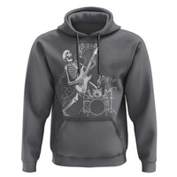 Rock Skeleton Cat Playing Guitar Hoodie Funny Halloween Kitty Music Lovers - Wonder Print Shop