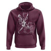 Rock Skeleton Cat Playing Guitar Hoodie Funny Halloween Kitty Music Lovers - Wonder Print Shop
