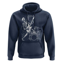 Rock Skeleton Cat Playing Guitar Hoodie Funny Halloween Kitty Music Lovers - Wonder Print Shop