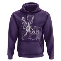 Rock Skeleton Cat Playing Guitar Hoodie Funny Halloween Kitty Music Lovers - Wonder Print Shop