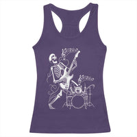 Rock Skeleton Cat Playing Guitar Racerback Tank Top Funny Halloween Kitty Music Lovers - Wonder Print Shop