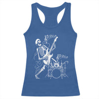 Rock Skeleton Cat Playing Guitar Racerback Tank Top Funny Halloween Kitty Music Lovers - Wonder Print Shop