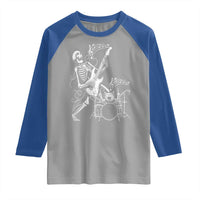 Rock Skeleton Cat Playing Guitar Raglan Shirt Funny Halloween Kitty Music Lovers - Wonder Print Shop