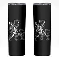 Rock Skeleton Cat Playing Guitar Skinny Tumbler Funny Halloween Kitty Music Lovers