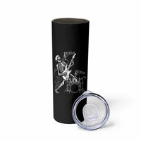 Rock Skeleton Cat Playing Guitar Skinny Tumbler Funny Halloween Kitty Music Lovers