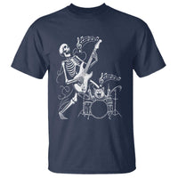 Rock Skeleton Cat Playing Guitar T Shirt Funny Halloween Kitty Music Lovers - Wonder Print Shop
