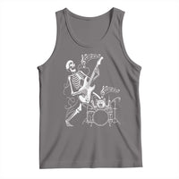 Rock Skeleton Cat Playing Guitar Tank Top Funny Halloween Kitty Music Lovers - Wonder Print Shop
