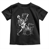 Rock Skeleton Cat Playing Guitar Toddler T Shirt Funny Halloween Kitty Music Lovers - Wonder Print Shop