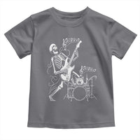 Rock Skeleton Cat Playing Guitar Toddler T Shirt Funny Halloween Kitty Music Lovers - Wonder Print Shop