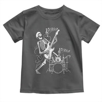 Rock Skeleton Cat Playing Guitar Toddler T Shirt Funny Halloween Kitty Music Lovers - Wonder Print Shop