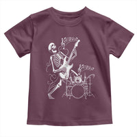 Rock Skeleton Cat Playing Guitar Toddler T Shirt Funny Halloween Kitty Music Lovers - Wonder Print Shop