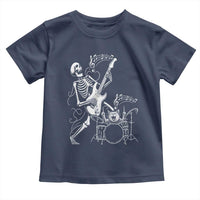 Rock Skeleton Cat Playing Guitar Toddler T Shirt Funny Halloween Kitty Music Lovers - Wonder Print Shop