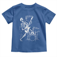 Rock Skeleton Cat Playing Guitar Toddler T Shirt Funny Halloween Kitty Music Lovers - Wonder Print Shop