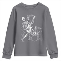 Rock Skeleton Cat Playing Guitar Youth Sweatshirt Funny Halloween Kitty Music Lovers - Wonder Print Shop